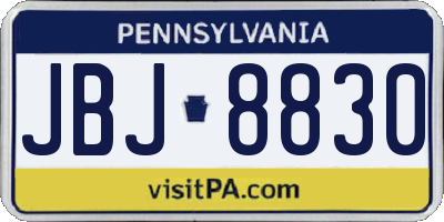 PA license plate JBJ8830