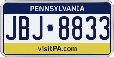 PA license plate JBJ8833