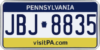 PA license plate JBJ8835