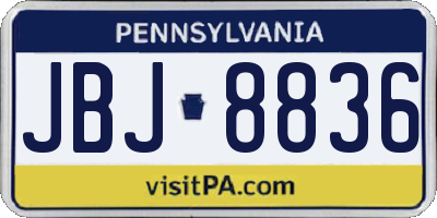 PA license plate JBJ8836