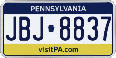 PA license plate JBJ8837