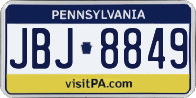 PA license plate JBJ8849