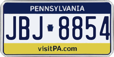 PA license plate JBJ8854