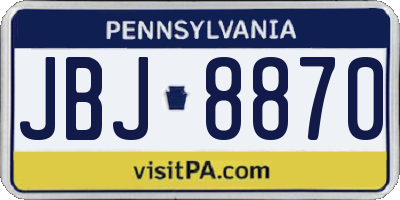 PA license plate JBJ8870