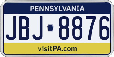 PA license plate JBJ8876