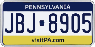 PA license plate JBJ8905