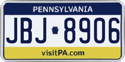 PA license plate JBJ8906