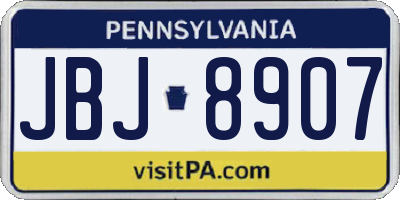 PA license plate JBJ8907