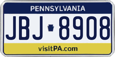 PA license plate JBJ8908
