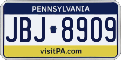 PA license plate JBJ8909
