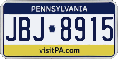 PA license plate JBJ8915
