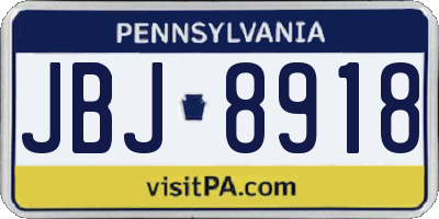 PA license plate JBJ8918