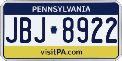 PA license plate JBJ8922