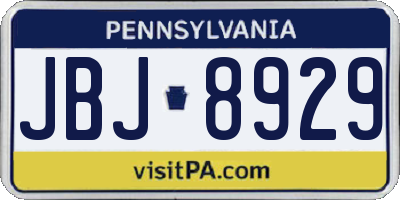 PA license plate JBJ8929