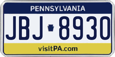 PA license plate JBJ8930