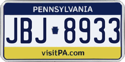 PA license plate JBJ8933