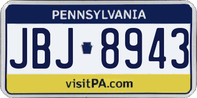 PA license plate JBJ8943