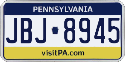 PA license plate JBJ8945