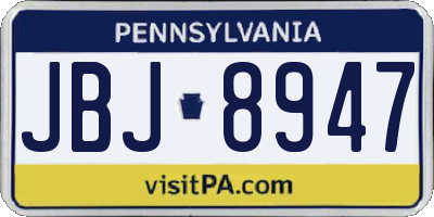 PA license plate JBJ8947
