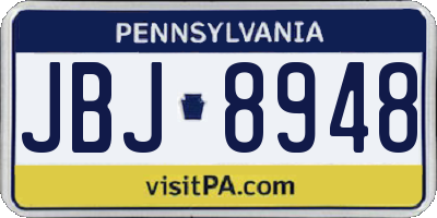 PA license plate JBJ8948