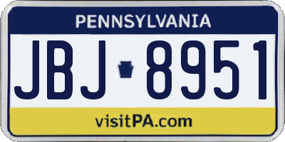 PA license plate JBJ8951