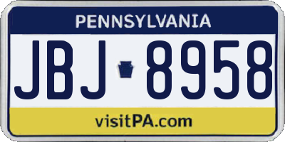 PA license plate JBJ8958
