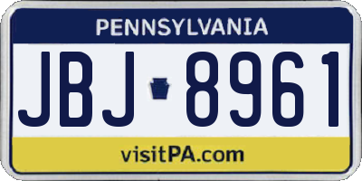PA license plate JBJ8961