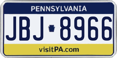 PA license plate JBJ8966