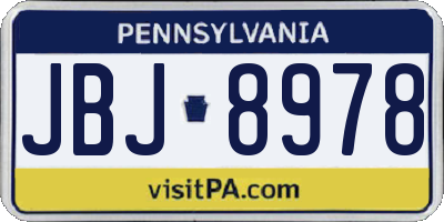 PA license plate JBJ8978