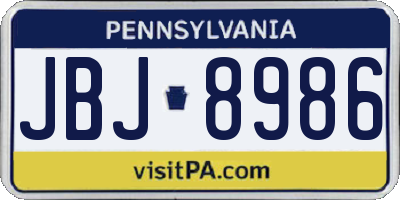PA license plate JBJ8986