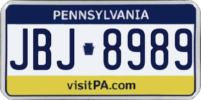 PA license plate JBJ8989