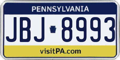 PA license plate JBJ8993