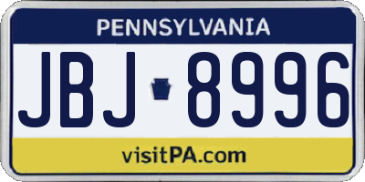 PA license plate JBJ8996