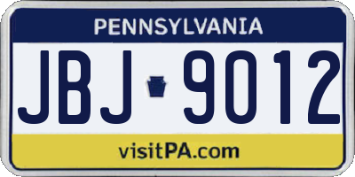 PA license plate JBJ9012