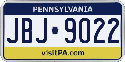 PA license plate JBJ9022