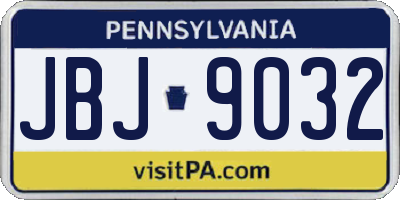 PA license plate JBJ9032