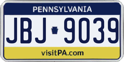 PA license plate JBJ9039