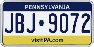 PA license plate JBJ9072