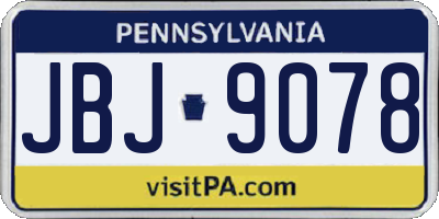 PA license plate JBJ9078