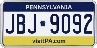 PA license plate JBJ9092