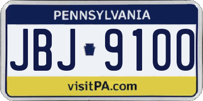 PA license plate JBJ9100