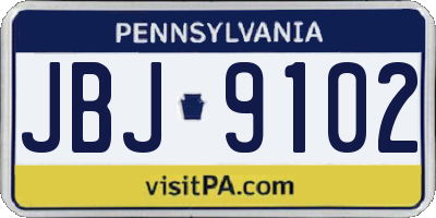 PA license plate JBJ9102