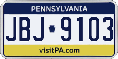 PA license plate JBJ9103