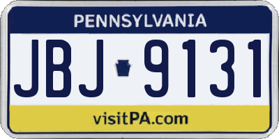 PA license plate JBJ9131