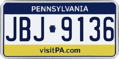 PA license plate JBJ9136