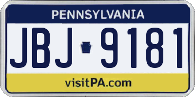 PA license plate JBJ9181