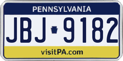 PA license plate JBJ9182