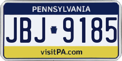 PA license plate JBJ9185