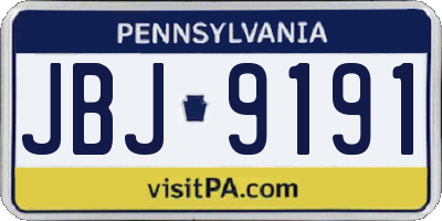 PA license plate JBJ9191