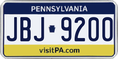 PA license plate JBJ9200